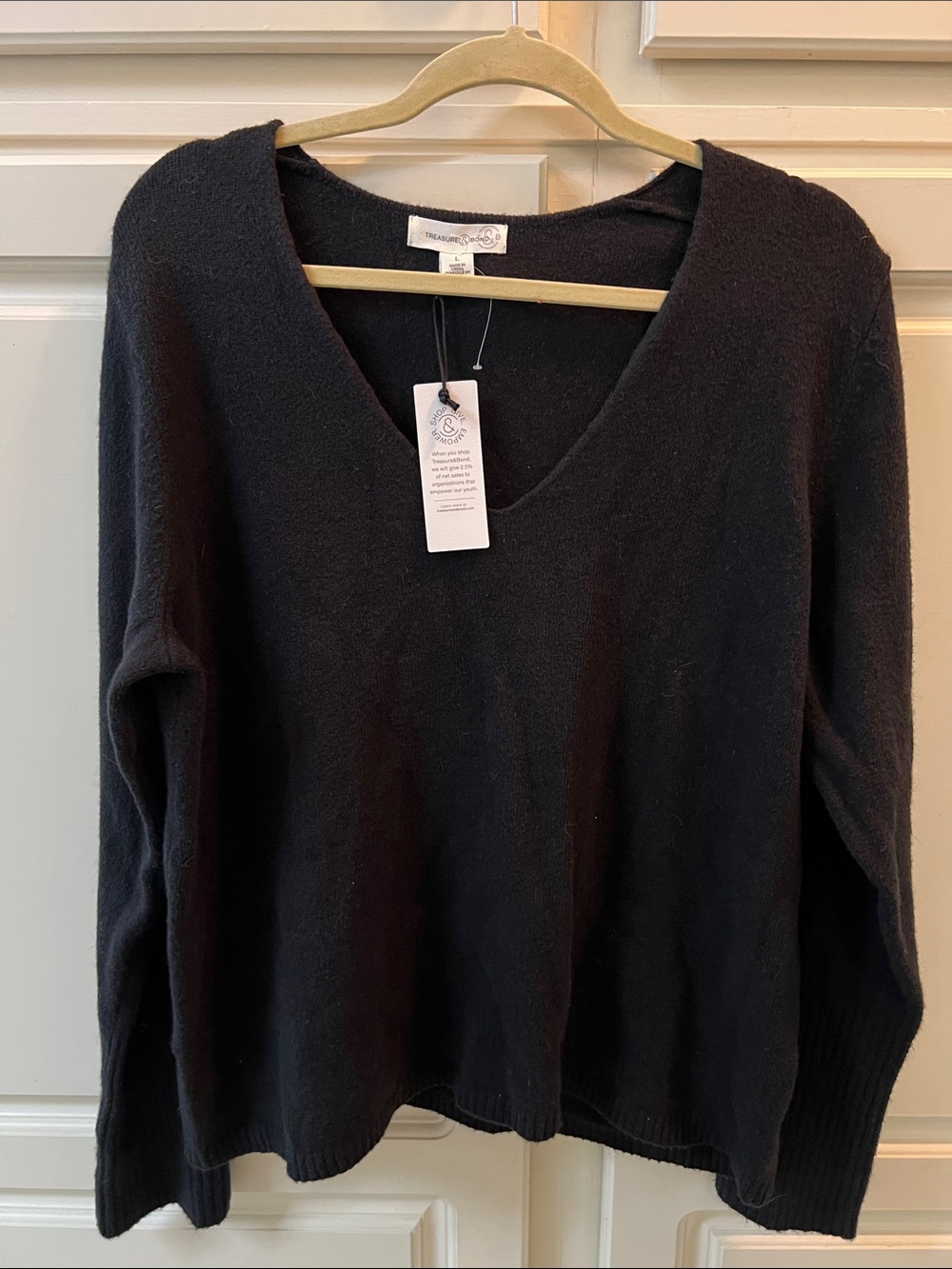 NWT.  Treasure & Bond Black V-Neck Sweater
